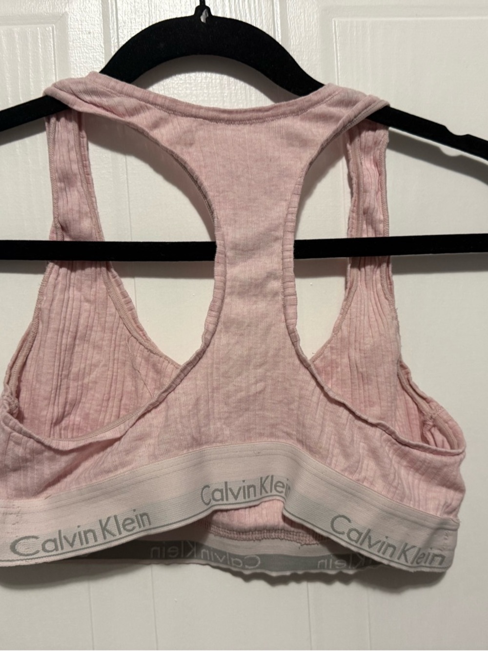Calvin Klein Pale Pink Ribbed Racerback Bralette - Picture 2 of 3